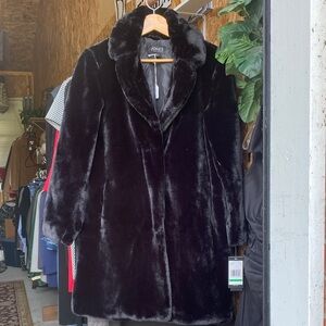 Jones New York Black Faux Fur Coat